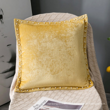 Yellow Color Luxurious  Shiny  Chenille  Velvet  Cushion Cover With Rivet For Bedroom Living Room Wholesale